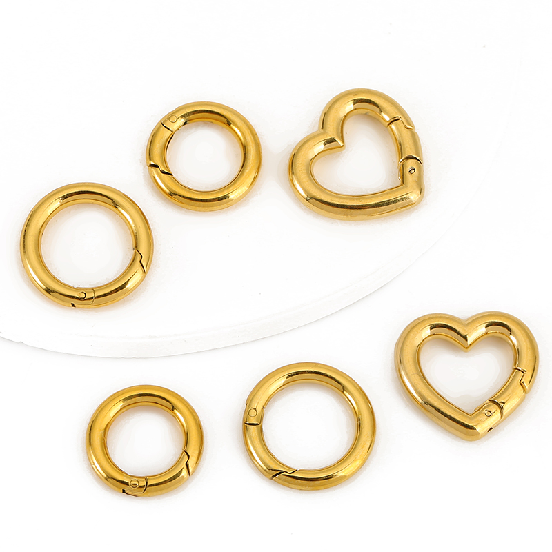Jewelry Making Hardware - 2 Stück Edelstahl-Verschlüsse, Herz, runder Ring,
