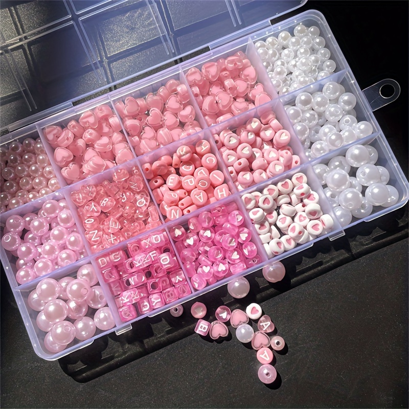 Jewelry Making For Beginners - 10-teiliges rosa Alphabet-Set, Acrylperlen, handgemachtes Schmuckbastelset,