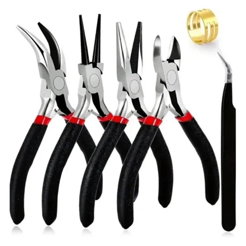 Jewelry Plier Set - 6-teiliges Schmuckzangen-Set: Spitzzangen, Rundzangen, Winkelzangen, Drahtwickelwerkzeuge,