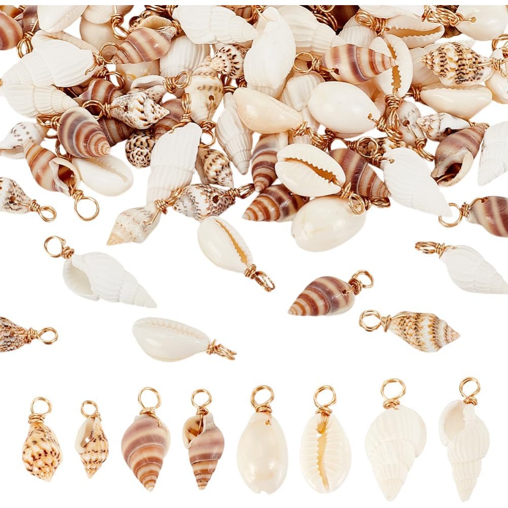 Jewelry Making For Beginners - 100 Stück 4 Stile natürliche Muschel-Charms-Anhänger