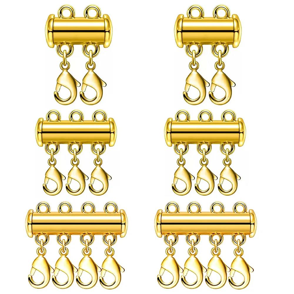 Jewelry Making Hardware - 2 Stück mehrsträngige Halskettenschicht, Karabinerschnalle, Schiebemagnet,