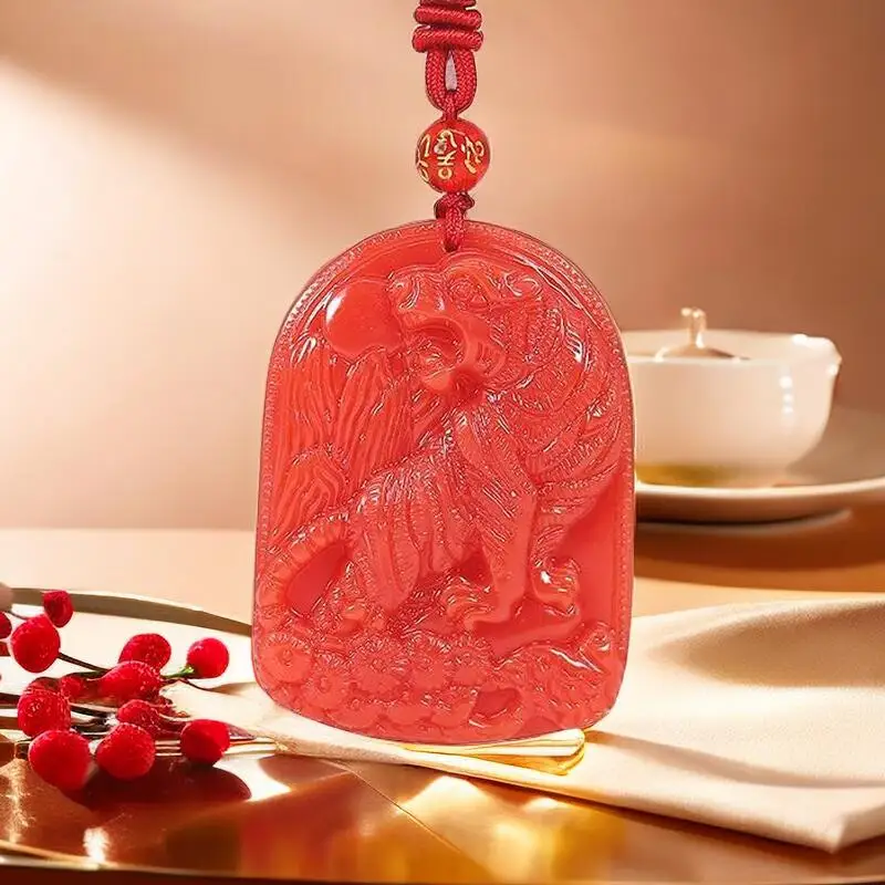 Rote Jade Tiger Anhänger Anhän – Jewelry Making Jewelry Bewertung und Preis