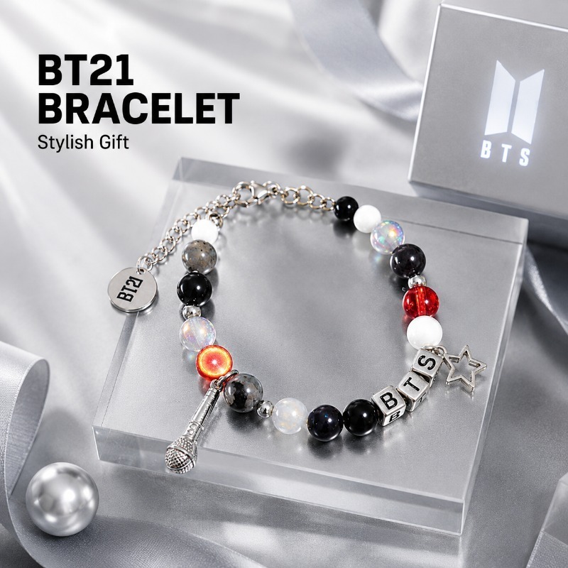 BT21 Schwarz-Rotes Perlenarmba – Jewelry Making Metals Bewertung und Preis